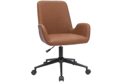 Chaise de bureau à roulettes marron et métal noir ALBAN