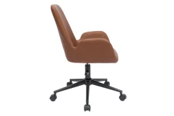 Chaise de bureau à roulettes marron et métal noir ALBAN