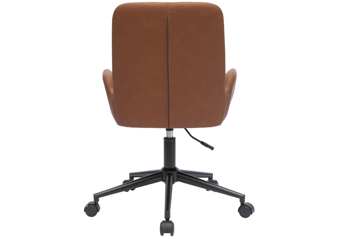 Chaise de bureau à roulettes marron et métal noir ALBAN