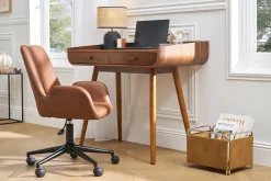 Chaise de bureau à roulettes marron et métal noir ALBAN