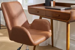 Chaise de bureau à roulettes marron et métal noir ALBAN