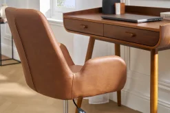 Chaise de bureau à roulettes marron et métal noir ALBAN