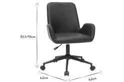 Chaise de bureau à roulettes marron et métal noir ALBAN