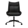 Chaise de bureau à roulettes noire et bois foncé BLAISE