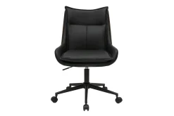 Chaise de bureau à roulettes noire et bois foncé BLAISE