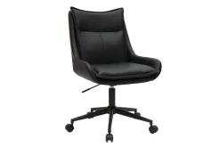 Chaise de bureau à roulettes noire et bois foncé BLAISE