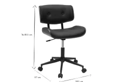 Chaise de bureau à roulettes noire et bois foncé BASILE