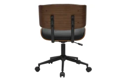 Chaise de bureau à roulettes noire et bois foncé BASILE