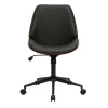 Chaise de bureau à roulettes noire et bois foncé DOUGLAS