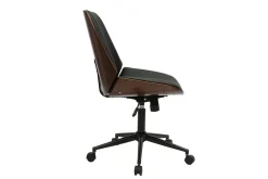 Chaise de bureau à roulettes noire et bois foncé DOUGLAS