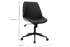 Chaise de bureau à roulettes noire et bois foncé DOUGLAS