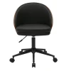 Chaise de bureau à roulettes noire, bois foncé et métal TUCSON
