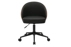 Chaise de bureau à roulettes noire, bois foncé et métal TUCSON