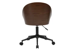 Chaise de bureau à roulettes noire, bois foncé et métal TUCSON