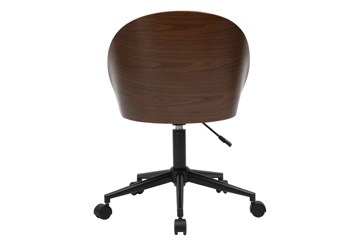 Chaise de bureau à roulettes noire, bois foncé et métal TUCSON