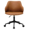 Chaise de bureau à roulettes vintage marron et métal noir HEMMY