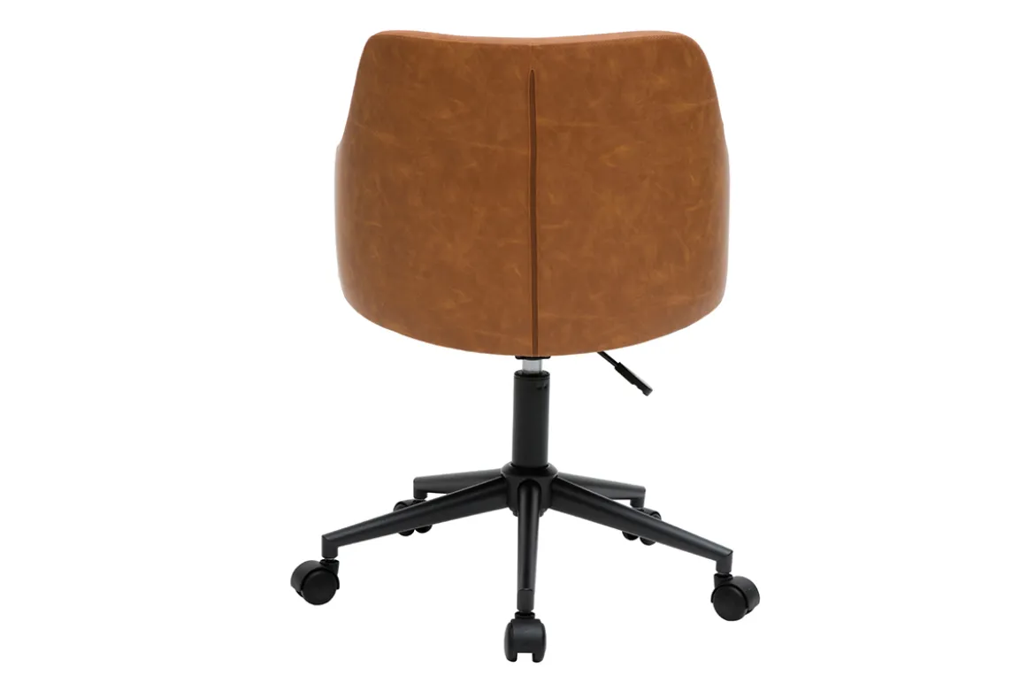 Chaise de bureau à roulettes vintage marron et métal noir HEMMY