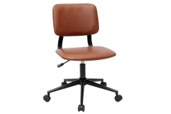 Chaise de bureau à roulettes vintage marron et métal noir LAB