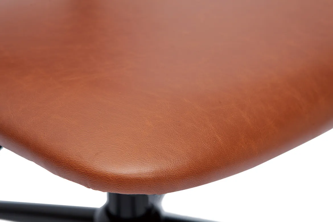 Chaise de bureau à roulettes vintage marron et métal noir LAB