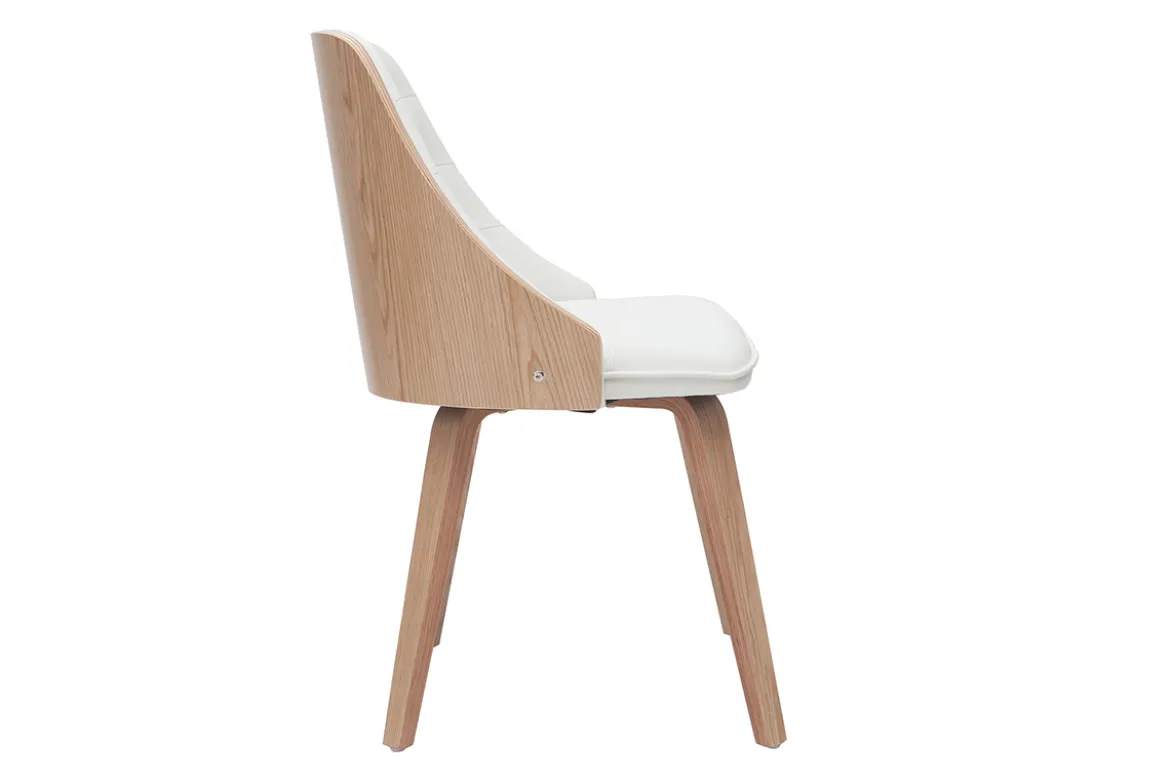 Chaise design blanc et bois clair FLUFFY