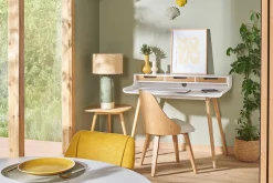 Chaise design blanc et bois clair FLUFFY
