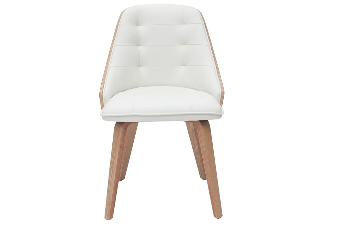 Chaise design blanc et bois clair FLUFFY