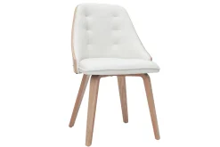 Chaise design blanc et bois clair FLUFFY
