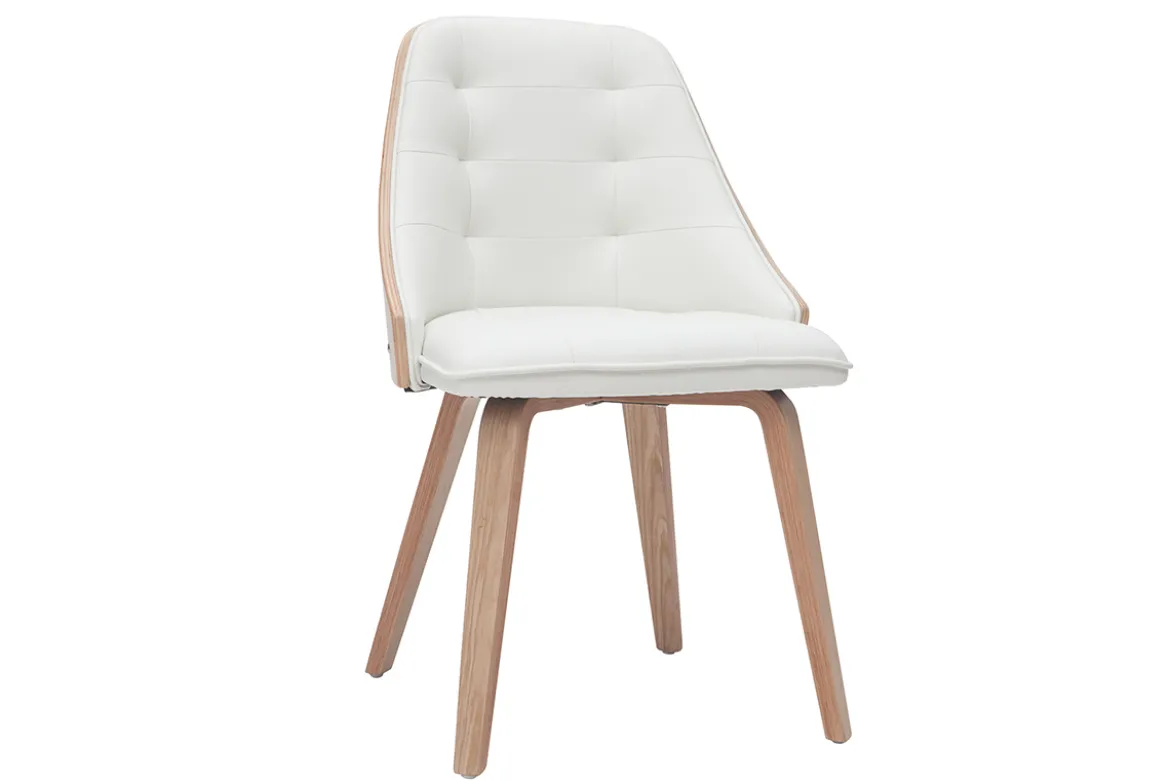 Chaise design blanc et bois clair FLUFFY
