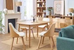 Chaise design blanc et bois clair FLUFFY