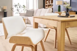Chaise design blanc et bois clair RUBBENS