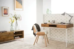 Chaise design blanc et bois clair RUBBENS