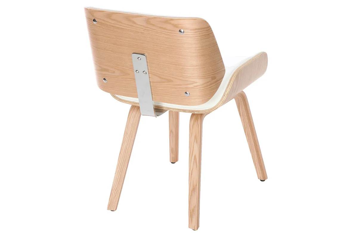 Chaise design blanc et bois clair RUBBENS