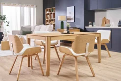 Chaise design blanc et bois clair RUBBENS