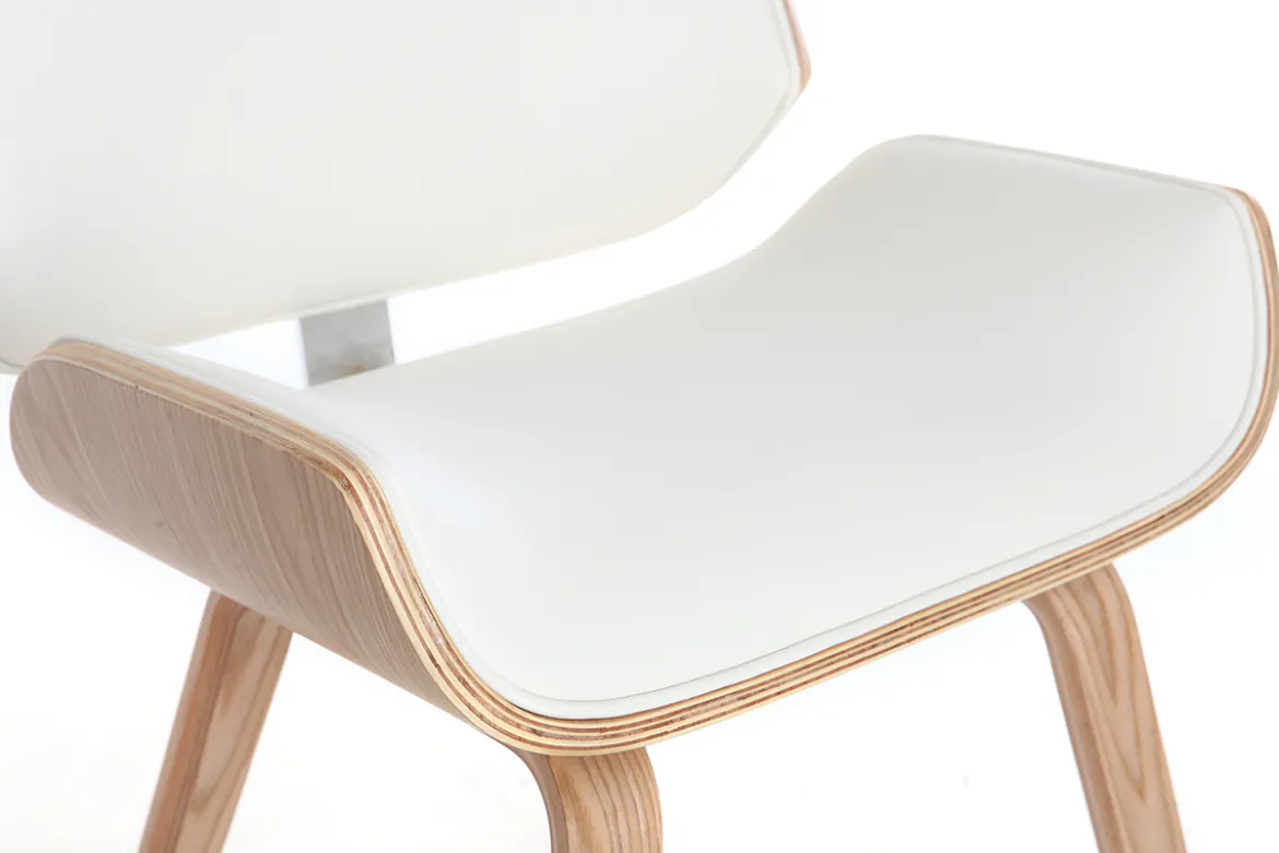 Chaise design blanc et bois clair RUBBENS