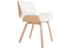 Chaise design blanc et bois clair RUBBENS