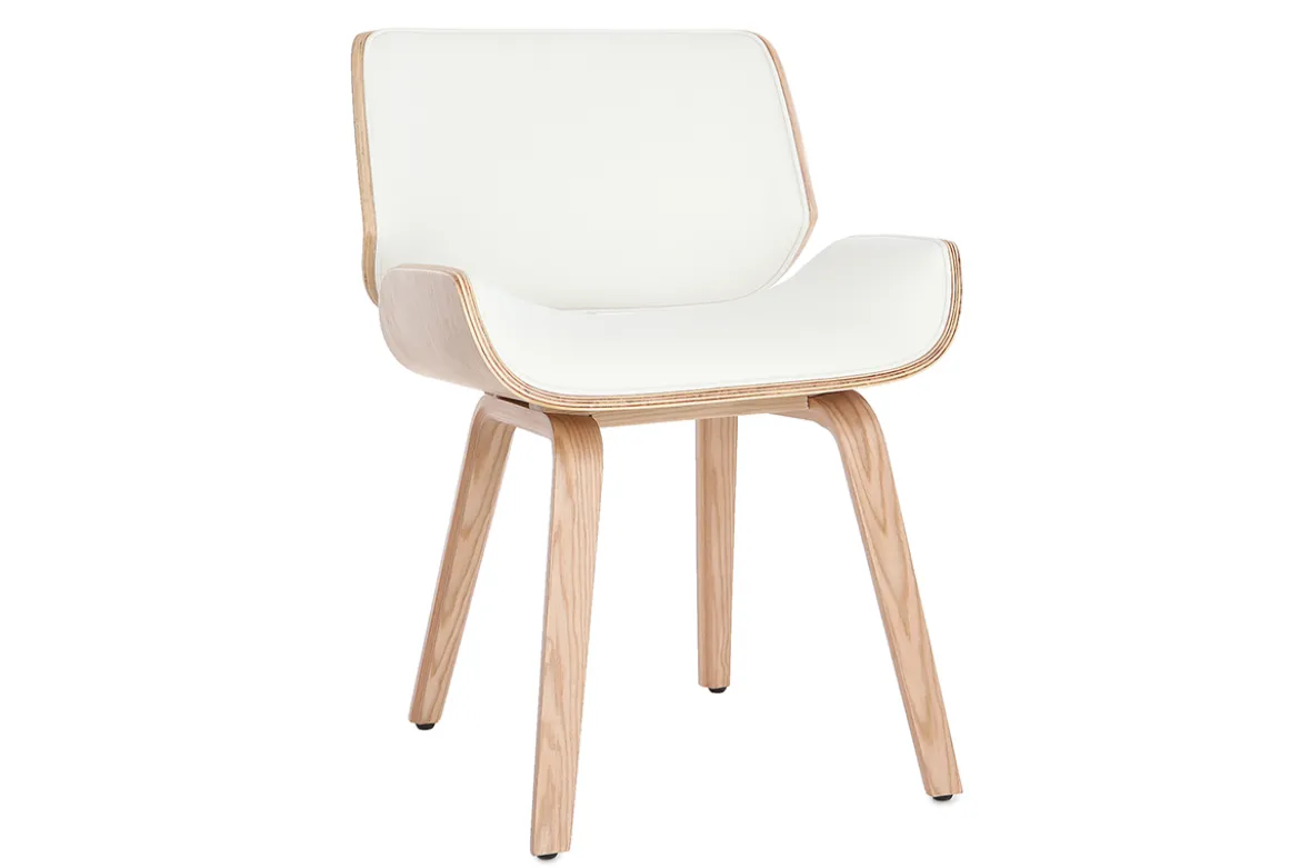 Chaise design blanc et bois clair RUBBENS