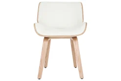 Chaise design blanc et bois clair RUBBENS