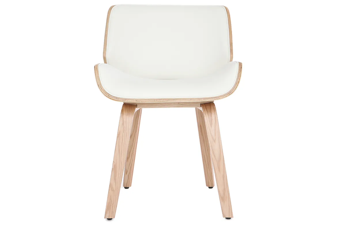 Chaise design blanc et bois clair RUBBENS