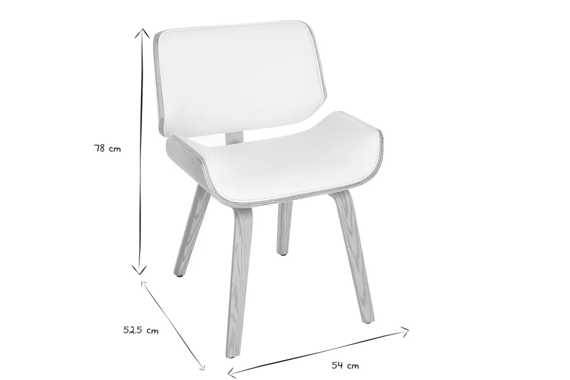 Chaise design blanc et bois clair RUBBENS