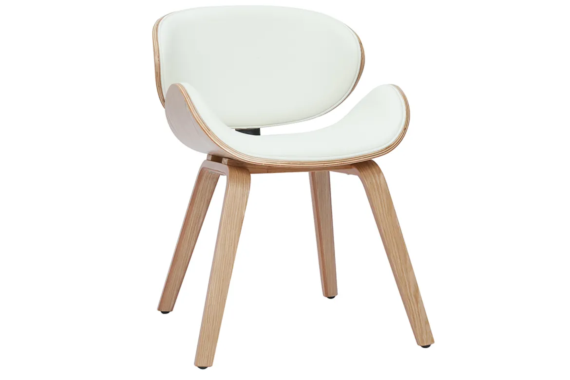 Chaise design blanc et bois clair WALNUT