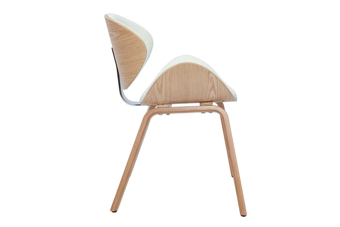 Chaise design blanc et bois clair WALNUT