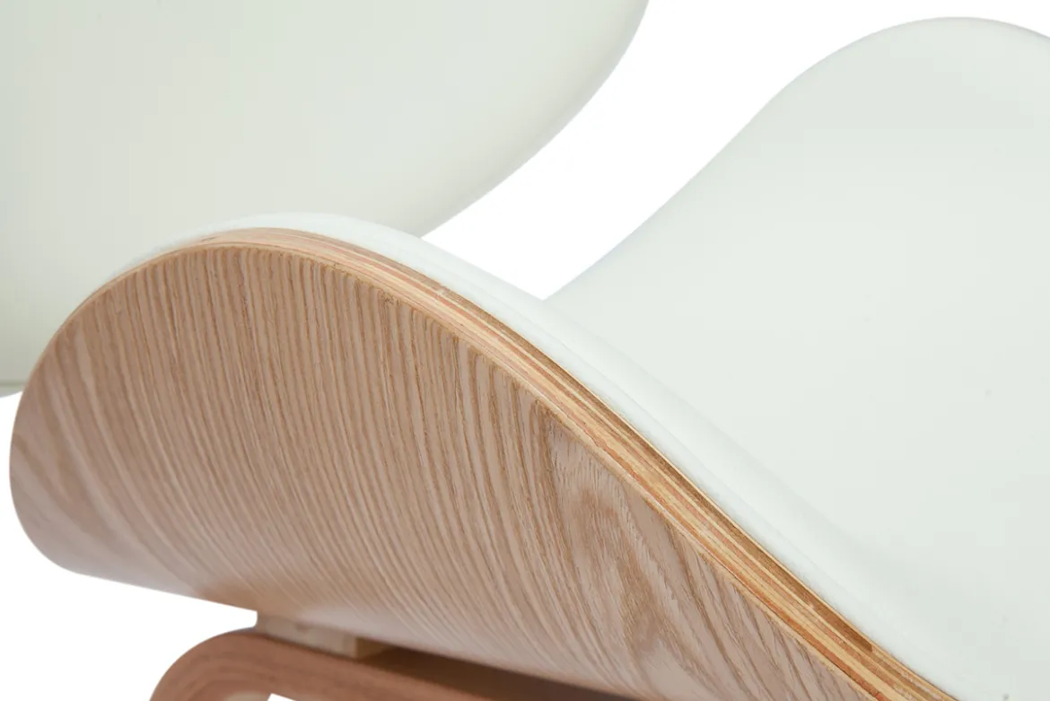Chaise design blanc et bois clair WALNUT