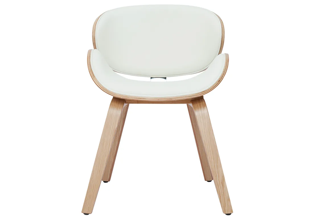 Chaise design blanc et bois clair WALNUT