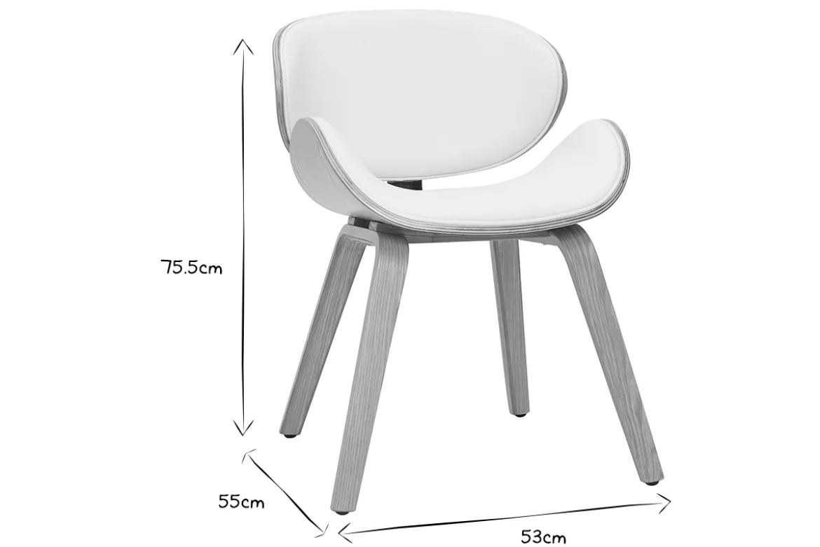 Chaise design blanc et bois clair WALNUT