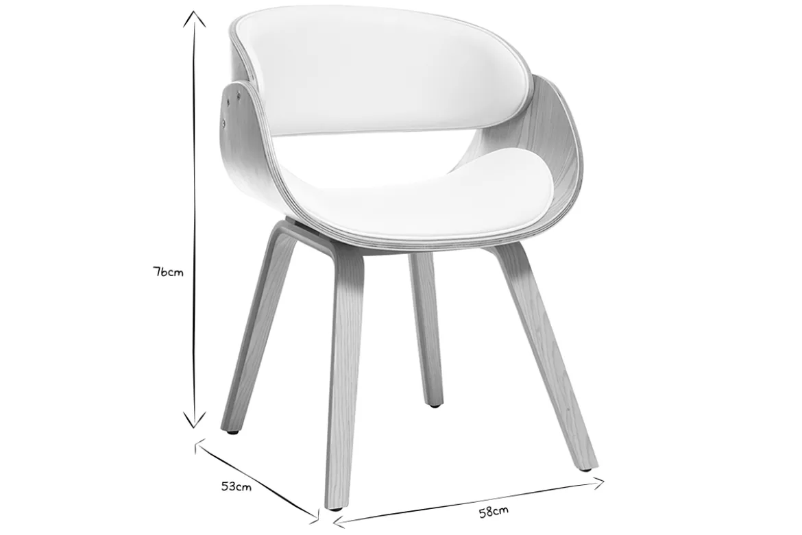 Chaise design blanc et bois clair BENT
