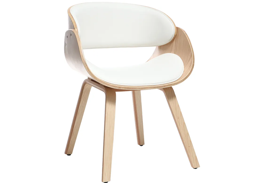 Chaise design blanc et bois clair BENT