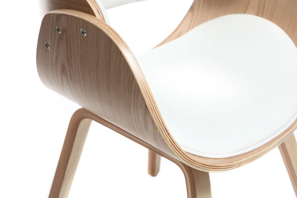 Chaise design blanc et bois clair BENT