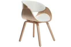 Chaise design blanc et bois clair BENT