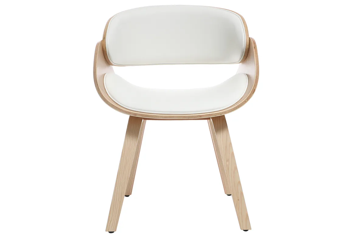 Chaise design blanc et bois clair BENT