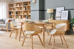 Chaise design blanc et bois clair BENT